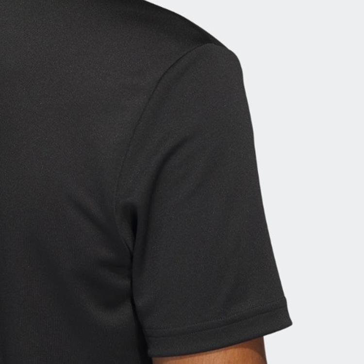 Adidas Solid Color Logo Polo Shirt Men Tops Black IA5446