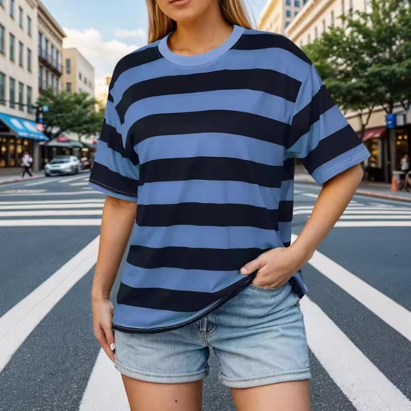 Black and Yellow Striped 3D Print Women T Shirt Short Sleeved T-shirt Summer Loose Tops T Shirt Y2K Female Top Tees