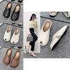 Elegantes Cómodos Chanclas de Verano para Mujer sin Cierre Punta Cerrada en Marrón Beige Negro