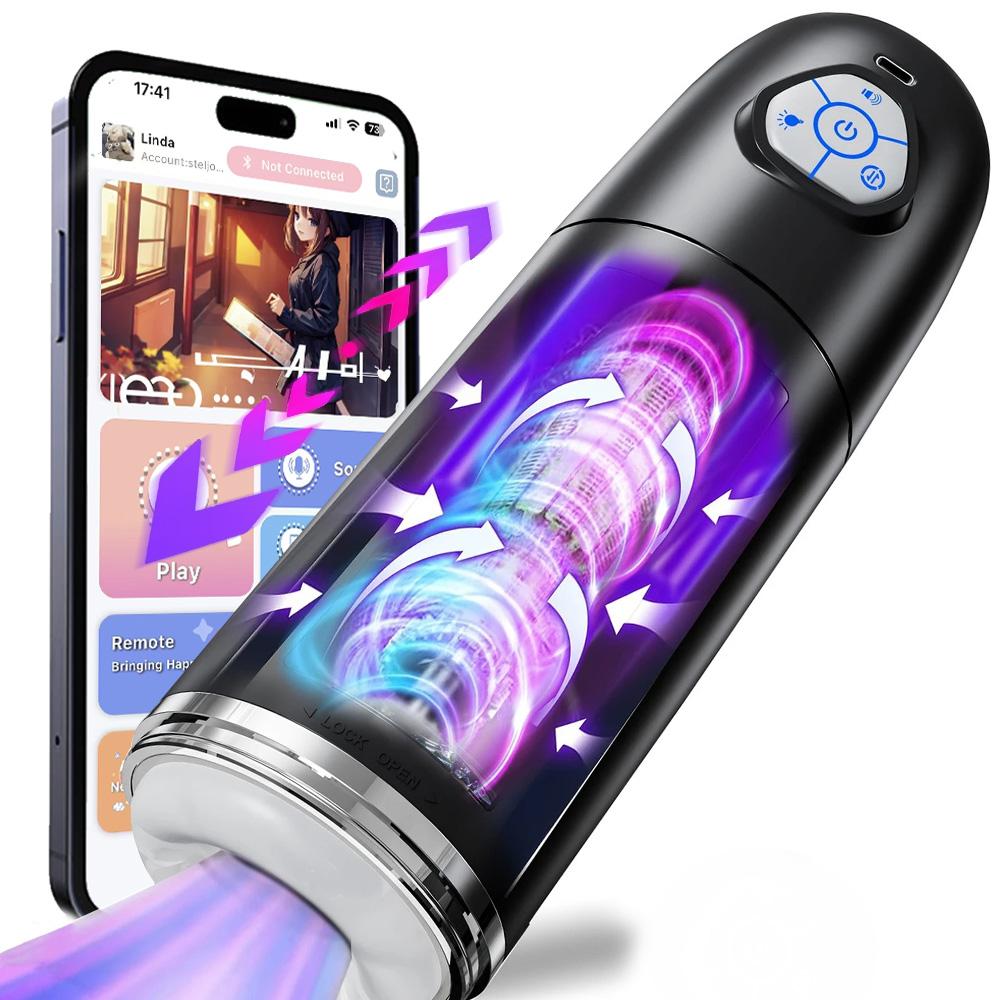 Automatic Male Masturbator Penis Pump With 10 Rotating Thrusting Modes Blowjob Pocket Pussy Sex Machine Adult Toy Male Vibrator