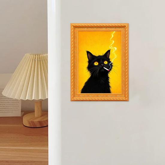 Vintage Cat Fridge Magnet 3D Wooden Frame Cat Refrigerator Magnet Home Kitchen Office Locker Decoration Cat Lover Gift