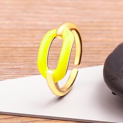 Nidin INS Hot Sale Enamel Multicolor Rings For Women Gold Plated Dripping Oil Open Adjustable Finger Ring Trend Party Jewerly