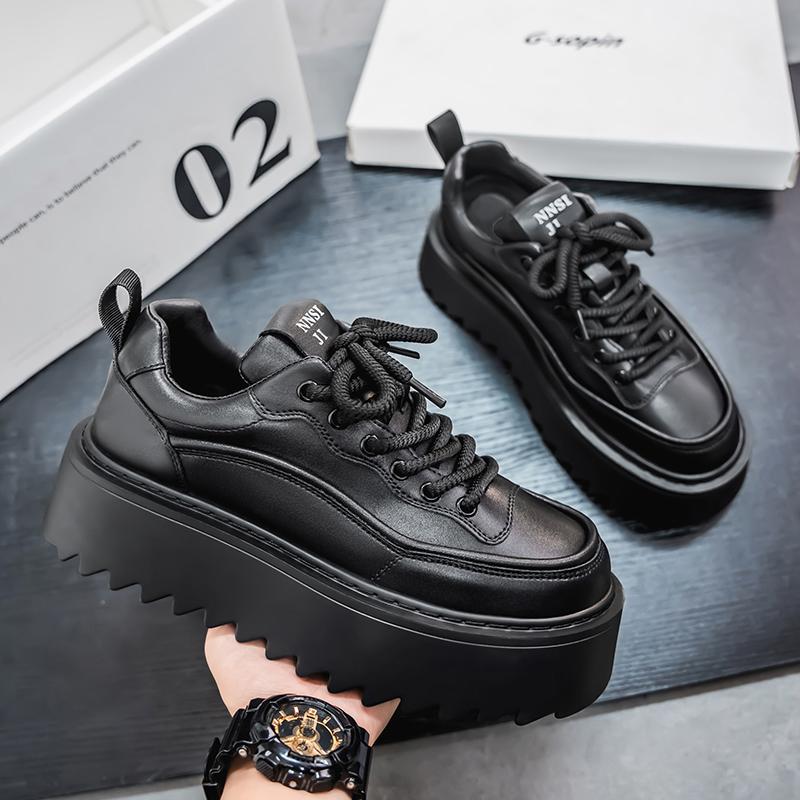 Thick White Shoes,2026 Spring New Fashion Trend To Increase Board Shoes, Low-top Lace-up Casual Sports Men's Shoes