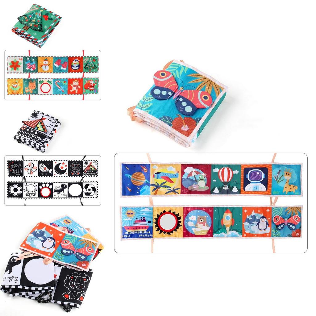 Baby Unisex Cloth Book Educational Cognitive Shape Animal Bedside Crib Hanging