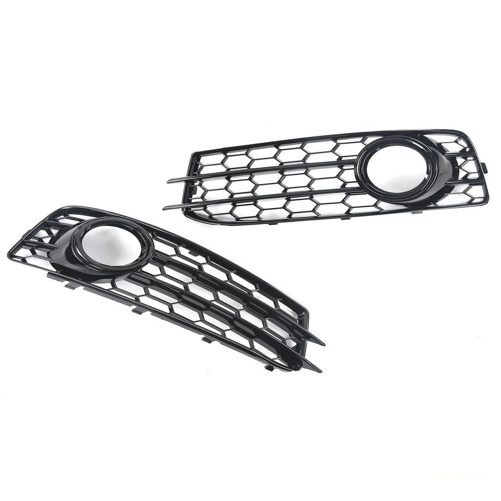 2pcs Front Fog Light Grille Left Right 8P0807682 Glossy Black Replacement for A3 8P 2008‑2012
