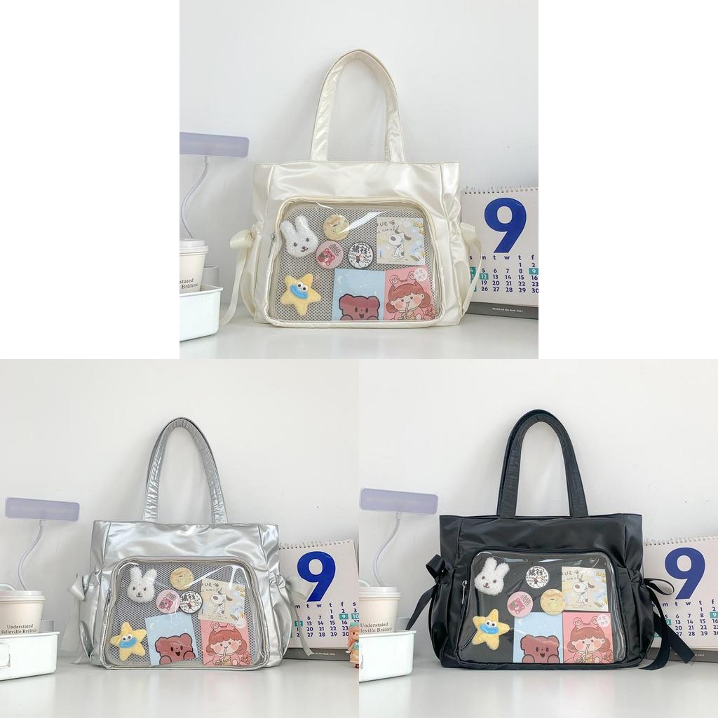 Included Small Nylon Student Shoulder Bag With Drawstring Closure For Daily Use