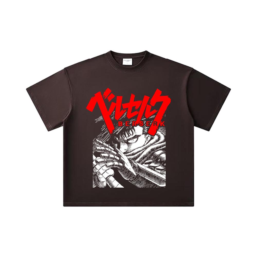 260 GSM Double Yarn 32 Count 100% Cotton Berserk V13 Print Unisex Heavy Cotton T Shirt… More