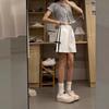 Women's White High-Waisted Sport Shorts - Summer Bow-Tie Design Wide-Leg Mid-Length Shorts