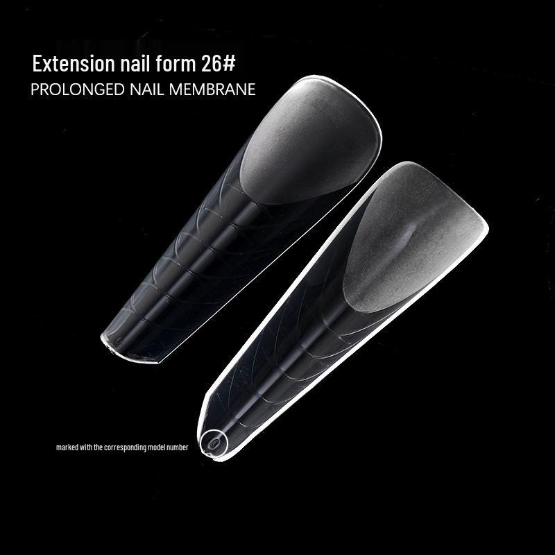 120-Piece Box of Crystal Extension Nail Mold Tips with Scale for Gel Nail Extensions, Model 26#