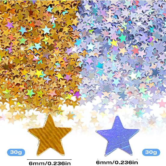 8000Pcs Star Confetti, 6 mm Stars Sequ for Table, Gold and Multicolor Star Confetti for Birthday Wedding Party Festival Decorations