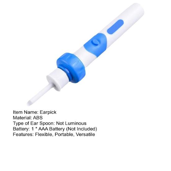 Electric Ear Wax Remover Ear Cleaner Portable Ear Cleaning Kit with 2 Tips And Brushes User-friendly Ear Pick for Family Health