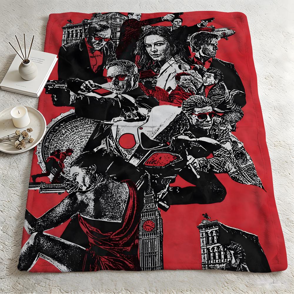 movie M-Mission Impossible The Final Reckoning-G Throw Warm Soft Flannel Blanket, Multi-use for Sofa Bed Camping Travel Nap 75cmx90cm