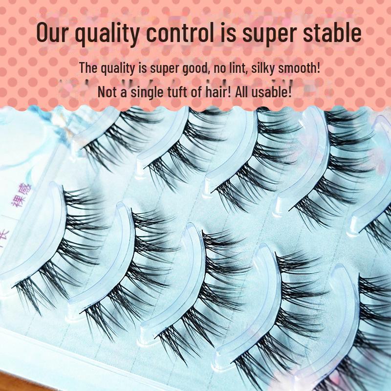Yue Jiao Niang Light European Wheat Ear Natural False Eyelashes - Thick Black, Thin Stem, Devil Style