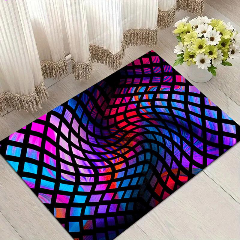 1pc Distorted Lines Print, Design Area Rug - Soft, Anti-Slip, and Durable Gaming Room Decor for Bedroom, Living Room