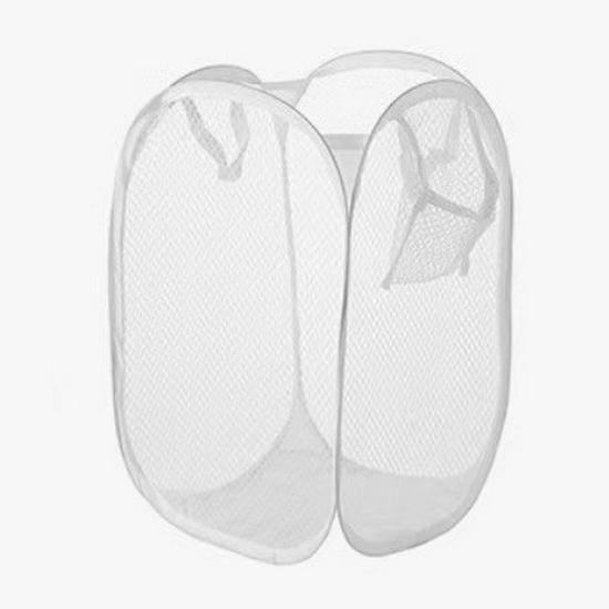 

Foldable Handheld Mesh Laundry Basket for Dirty Clothes Storage 30*30*47 Small Pocket чорний