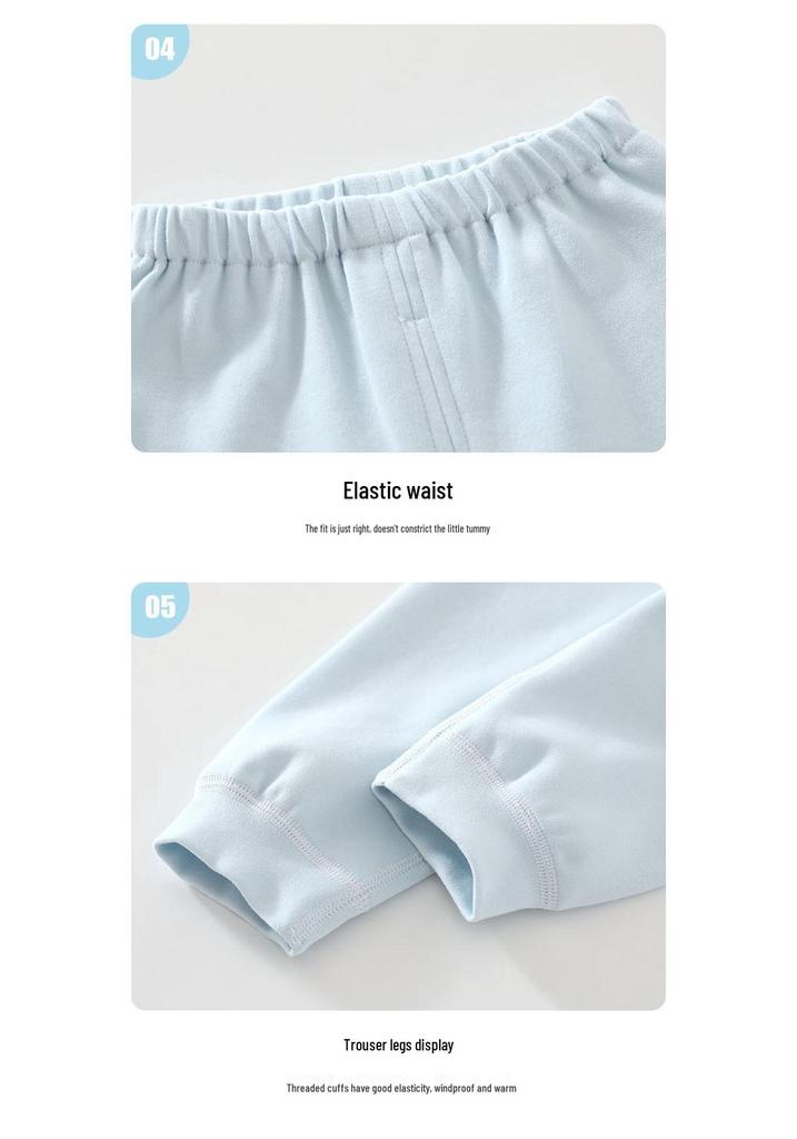 Three Bear Cubs Cotton Fall Children's Warm Pajamas Set: Boys' & Girls' Autumn Pants & Top