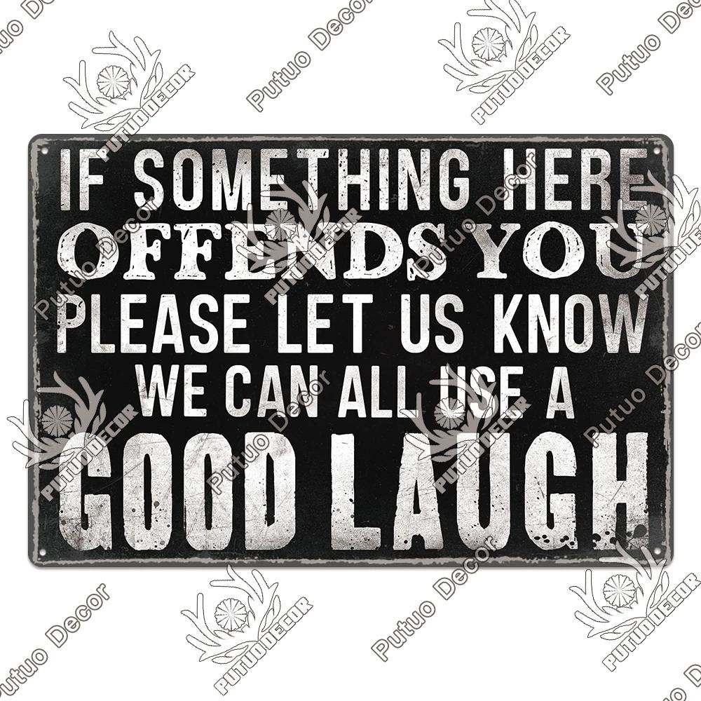 Putuo Decor Funny Sarcastic Vintage Posters Tin Signs Retro Plaque Metal Plate Wall Art Decor for Home Living Room Unique Gift