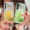 Gradient Crystal Rose For Samsung A 73 72 71 A70 56 55 54 A53 52 A51 A50 42 A35 A34 33 32 31 26 25 24 23 22 30 Glass Phone Case