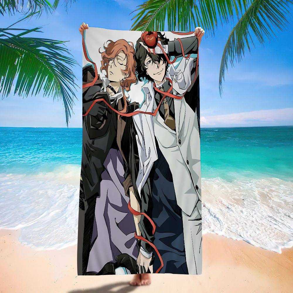 Cute Anime Bungo Stray Dogs Microfiber Blanket Quick Drying Beach Towels Oversized Printing Super Absorbent Pool Towel Blanket