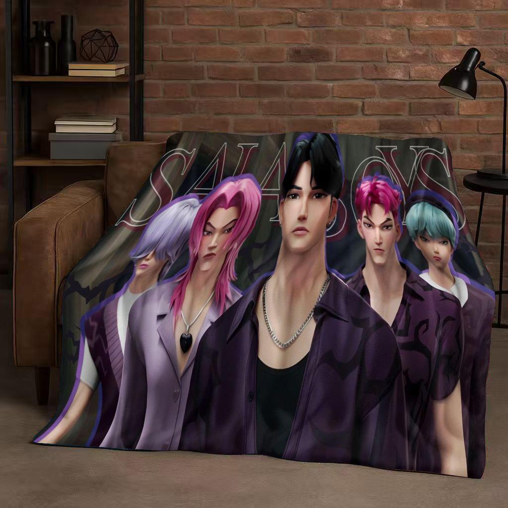 2026 Neue Cartoon Kpop Dämonenjäger Zoey Rumi Mira Musik Flanelldecke, Ultraweiche Plüschdecke für Zuhause Schlafzimmer Bett Sofa Abdeckung