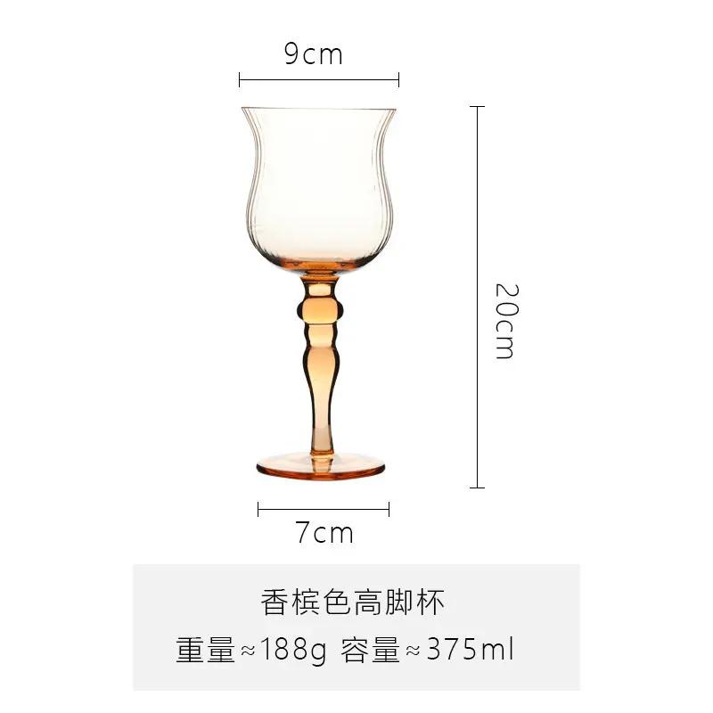 Medieval Goblet Champagne Wine Glass French Home Colored Vintage Vertical Green Cobalt Blue Amber Roman Column Wedding Wine Cup