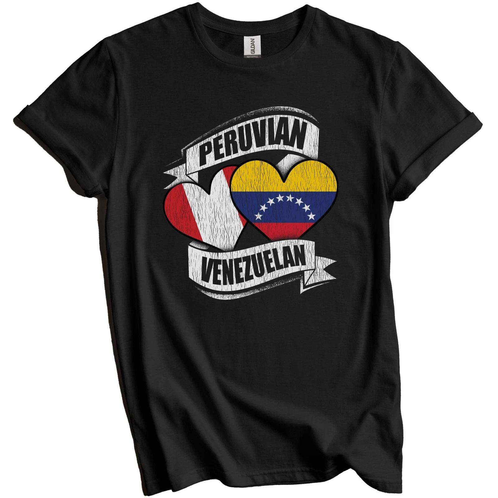 Peruvian Venezuelan Hearts Peru Venezuela Flags T-Shirt M