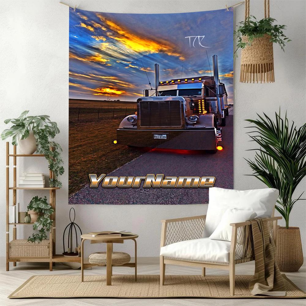 Peterbilt Schwerlastwagen Benutzerdefinierter Name Wanddekor Wandteppich Kunst Für Haustiermemorial Geburtstag Hochzeitsfeier Hintergrund Familien Geschenk