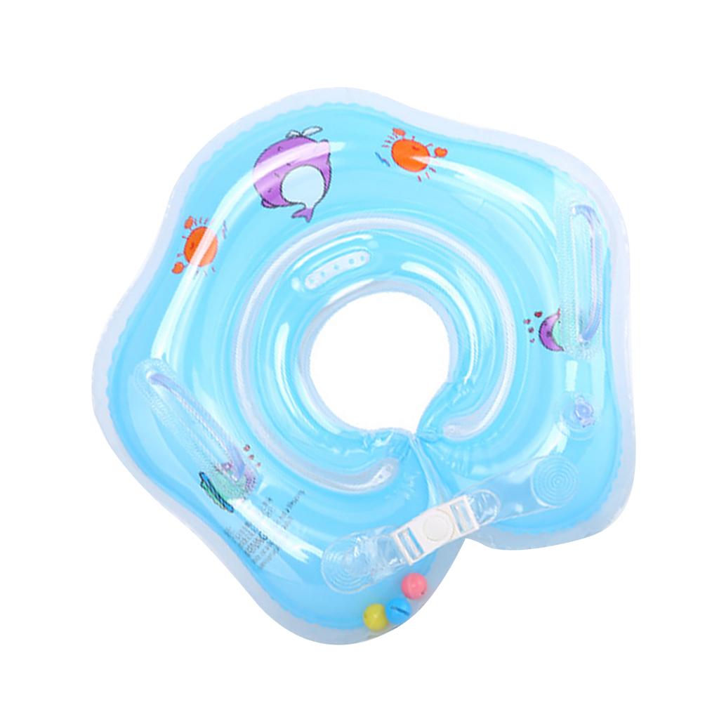 Infant Neck Float Double Air Nozzle PVC Double Air Bag Leakage Proof Infant Swimming Neck Ring for Infant Blue