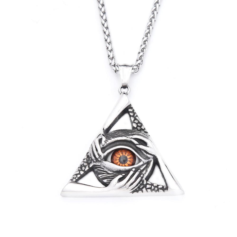 

Vintage Stainless Steel Evil Eye Pendant Necklace For Men Women Egyptian Pharaoh Patron Saint Amulet Necklaces Fashion Jewelry