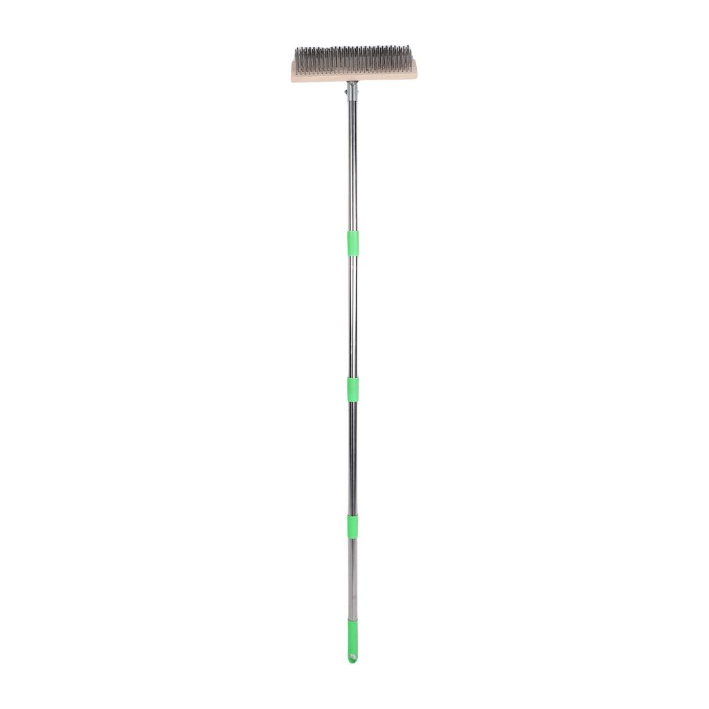 Floor Scrub Brush 30cm Head 1.6m Long Handle Stainless Steel Wire Deck Brush Outdoor Moss Scrubber for Lane Step