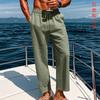 Cotton and Linen Spot Large Size Men's Pants Breathable and Sweat-absorbing Solid Color Trousers Basic Casual Wide-leg Trousers