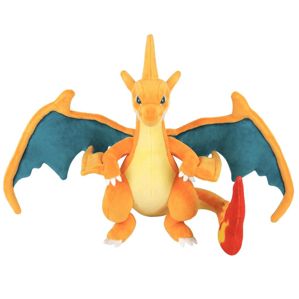 Sanei Boeki ALL STAR COLLECTION Mega-Glurak Y B25cm mit voll ausgeklappten Flügeln x T15cm x H25cm Plüschtier PP301 Pokémon (S) (W51cm Spreizung)