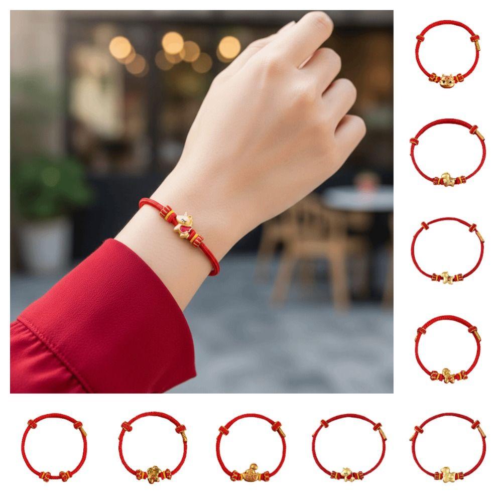 Hand-woven Lucky Pony Red Rope Zodiac Horse New Year Hand Rope Fortune Bracelet  Spring Festival