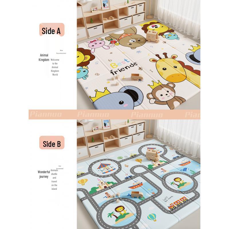 Foldable, Odorless Foam Baby Crawling Mat - Thick, Interlocking Design for Infant Play In Living Room (Girls)