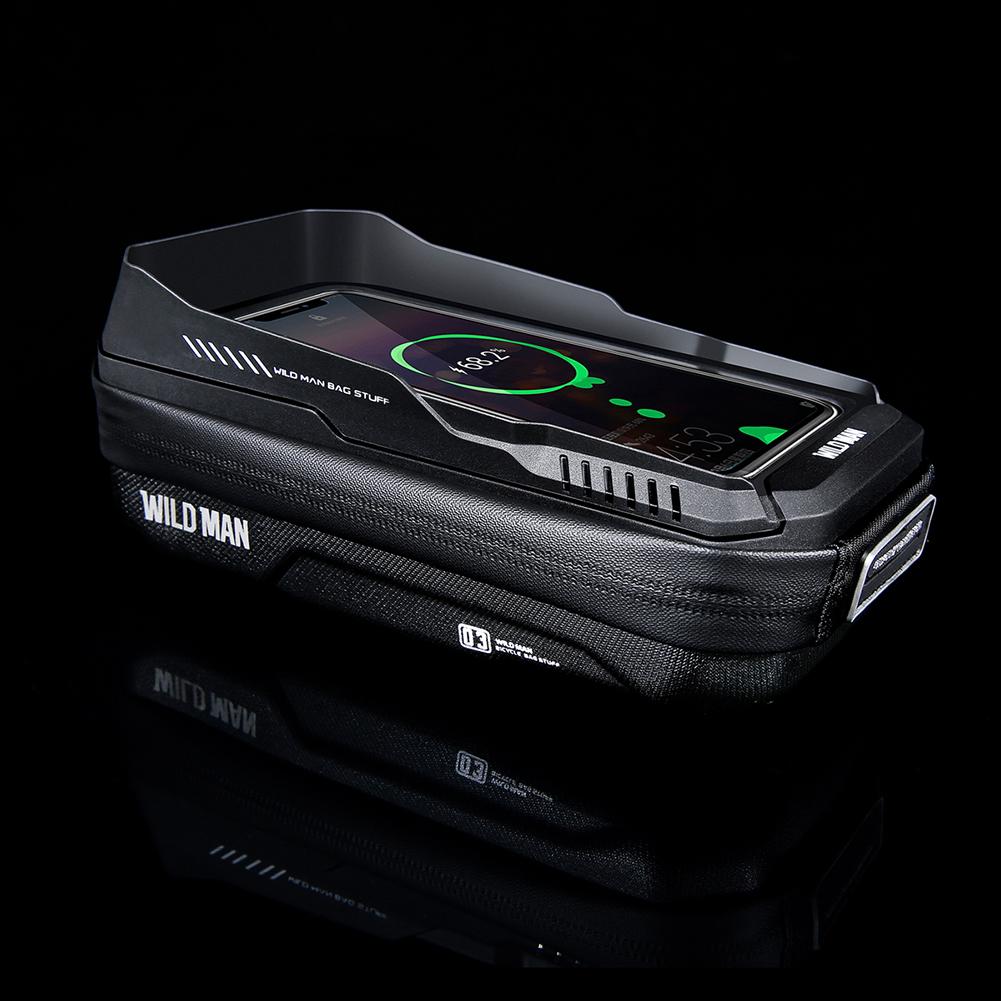 WILD MAN Hartschalen Lenkertasche 0,6L Mountainbike Handyhalter Wasserdicht Schnellverschluss für MTB Fahrrad Motorrad Fahrradtasche