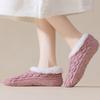 Knitted Twist Winter Floor Socks Coral Fleece Sleeping Socks Simple Thicken Plush Socks  Girls