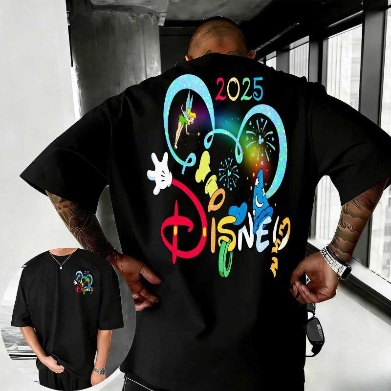 202526 Summer Disney Mickey Mouse and Donald Duck Cartoon Pattern 100 Cotton Printed Tshirt Fashion Casual Mens Clothing