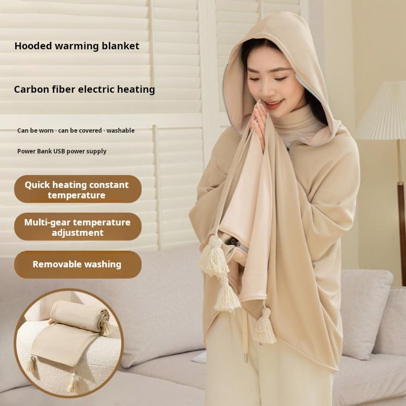 New Hooded Design Electric Blanket, Washable Office Shawl, Nap Heating Portable Blanket