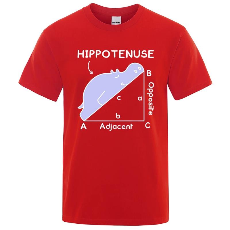 Hippo Sleeping On Math Problem Print Unisex Tshirts Summer Breathable ONeck Short Sleeve Haruku Loose Tshirt Cotton Tops