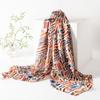 Mulberry Silk Silk Scarf Women's High-end Sense Graffiti Striped Printed Scarf Autumn New Scarf Warm Shade Shawl Women