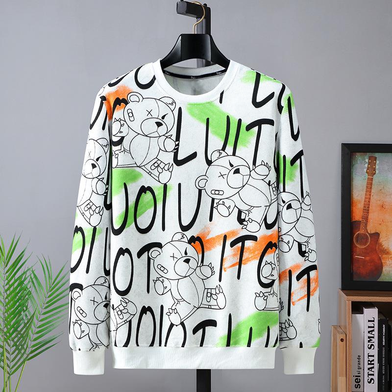 

Plus Size Casual Round Neck Hoodie for Men - Spring & Fall 2021 2XL білий