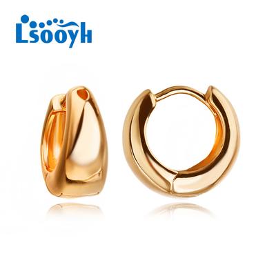 LSOOYH Κλιπ Σκουλαρίκια Χρώμα Ροζ Χρυσό Μοντέρνα Σκουλαρίκια Για Γυναίκες Γεωμετρικά Στρογγυλά Κρίκοι Σκουλαρίκια Κοσμήματα