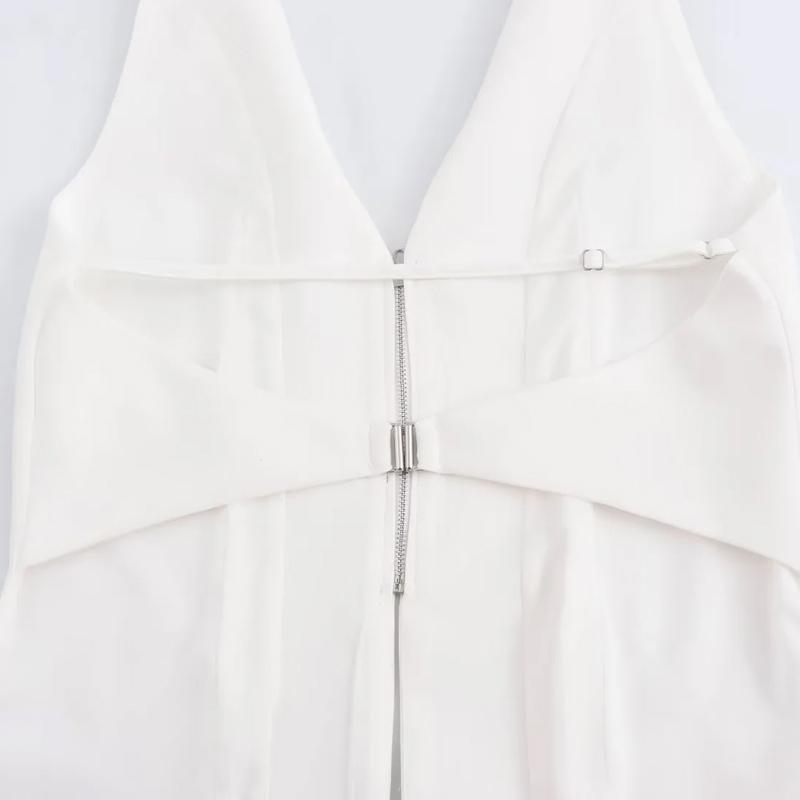 Letní Sexy Halter Bez zad Tílko Ženy Elegantní Ležérní Zip Šněrování Slim Topy Dámská Móda Šik Pevná Streetwear Párty Trička