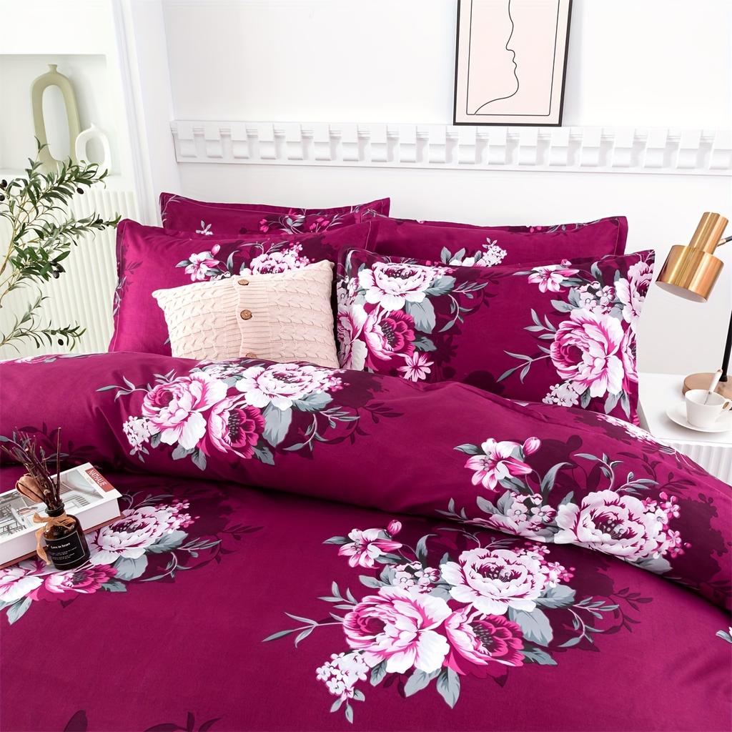 Peony Flower Bedding Set Twin Size Full Queen King Size Zipper Closure Modern Style For Teen Boys Girls Bedroom Decor Summer