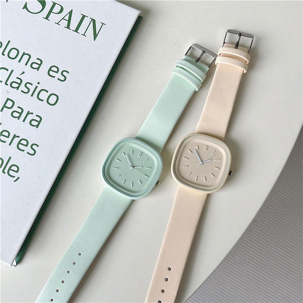 Creative Fashionable Macaron Color Square Watch Multicolored PU Watchband Quartz Watch Women Casual Watch