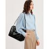 [KSTAMP] PU Leather Shoulder Bag, 2-Way Handbag with Multi-Function Pockets, 36x17x25cm, BlackBrown (Black)