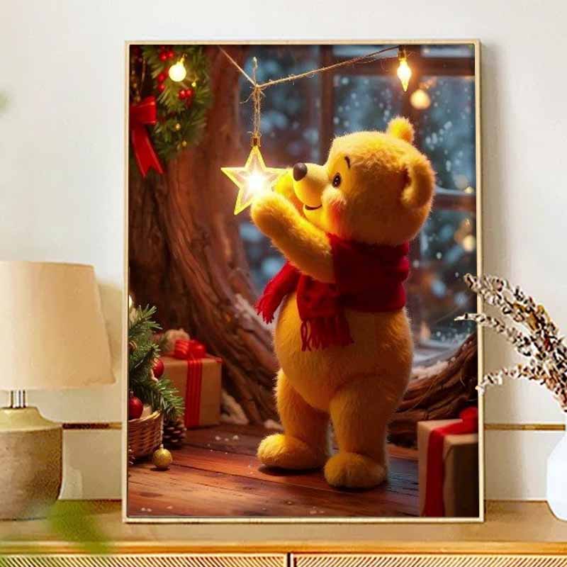 Disney Diamond Art Painting Kit, suitable for adults and beginners, Winnie the Pooh star glitter painting craft, home wall decoration, handmade gift