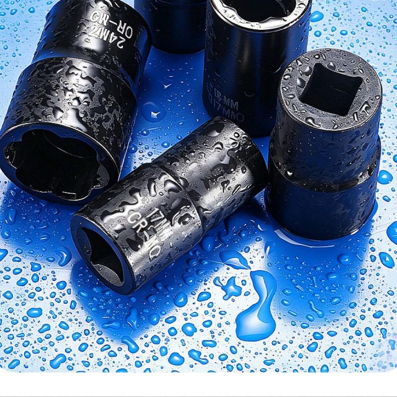 High Hardness 1/2 Inch Drive Reverse Thread Nut Extractor Set Broken Bolt Remover Socket Tool for Motorcycle Auto Repair