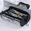 1 Pc Chic Large Capacity Pencil Case for Kids Solid Color Korean Fashion Pencil Pouch Transparent Simplicity Stationery Bag
