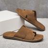 Luxury Suede Leather Summer Men Slippers Breathable Lightweight Comfortable Non Slip Beach Shoes Casual Outdoor Sandals Big Size
